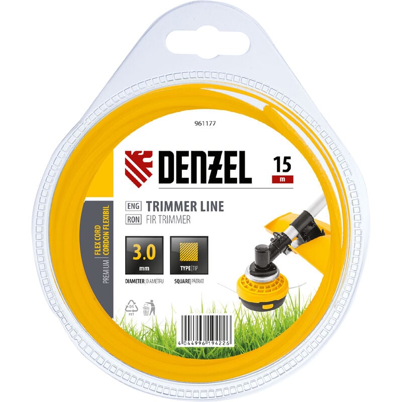 Denzel - Fil pour débroussailleuse carré flex cord - 3 mm x 15 m