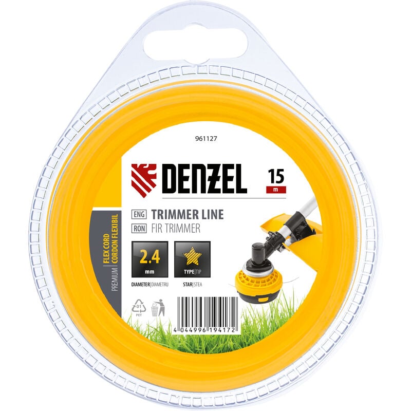 Denzel - Fil pour débroussailleuse étoilé flex cord - 2,4 mm x 15 m