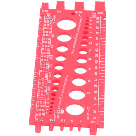 Depisuta Vérificateur de Filetage D'écrou et de Boulon, Taille de Boulon Standard et Métrique et Jauge de Filetage, Boulon de Bolt de Boulon et Jauge D'identificateur D'écrou, Recherche (rouge)