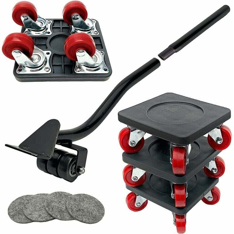 Déplace Meubles, Roulettes pour Meubles Lourd, Roulettes Pivotantes 360° et Barre de Levage, Capacité de Charge Jusqu'à 400 kg -