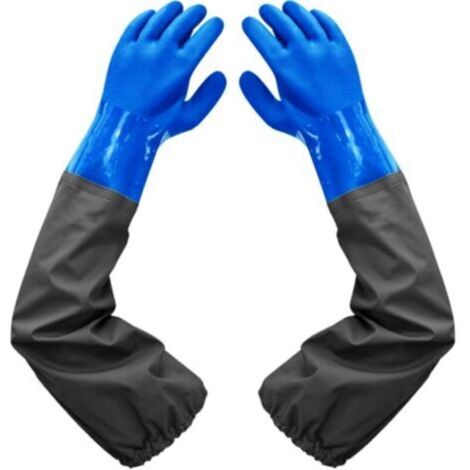 Dépolie Étanche Gants-Allonger Gants en Caoutchouc-Gants de Nettoyage D'étang, 26 inch Doublure Floquante Poignets Élastiques, Pour Industrie chimique Agriculture Pêche Construction