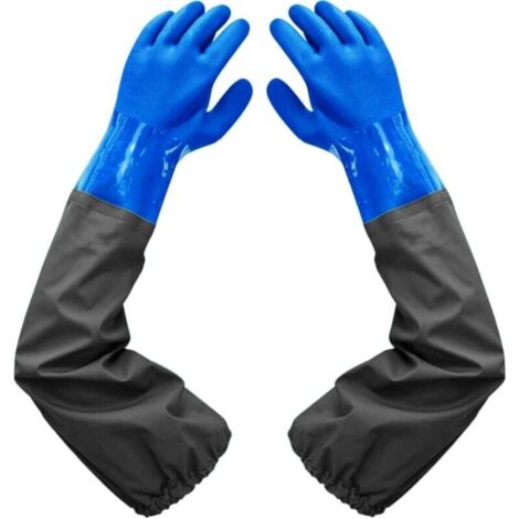 Dépolie Étanche Gants-Gants de Nettoyage D'étang, 26 inch Doublure Floquante Poignets Élastiques, Pour Industrie chimique Agriculture Pêche Construction