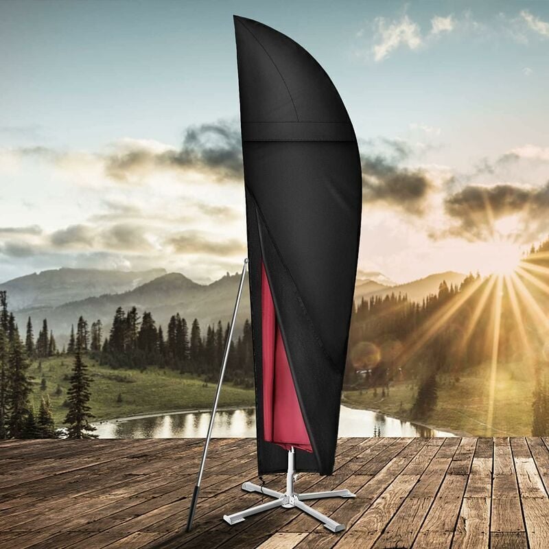 SNQ - Déporté, Étanche, Coupe-Vent, Anti-UV, Robuste Tissu 210D Oxford Housse de Protection pour Parasol avec Tige Télescopique (265x40/70/50cm)