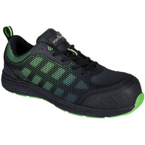 Deportivo bajo Portwest Compositelite Ogwen S1P Negro/Verde 45