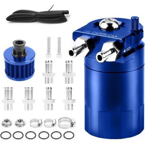 Depósito de aceite de aluminio de 300 ml para coche, con accesorios incluidos, color azul