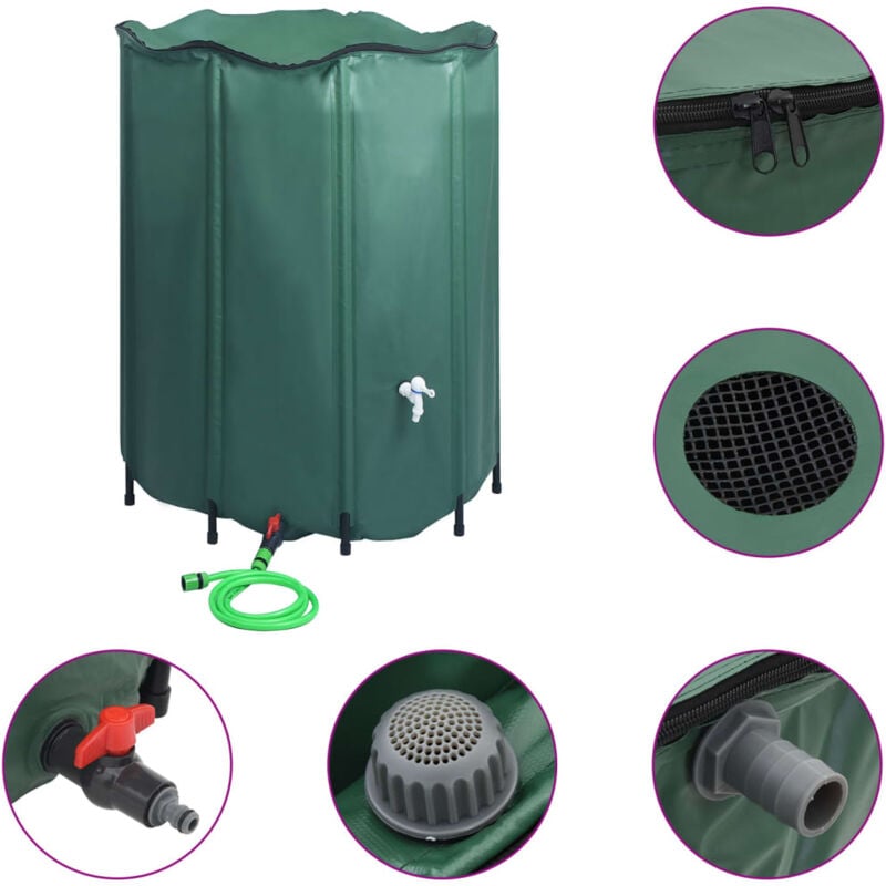 

Depósito de agua de lluvia plegable con espita 1000 L - Verde - Vidaxl