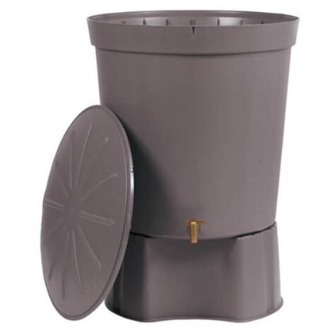 Depósito de agua de polipropileno 300 L Graf. Recuperador de agua 82x86 cm, con base 53 x 33 cm, gris