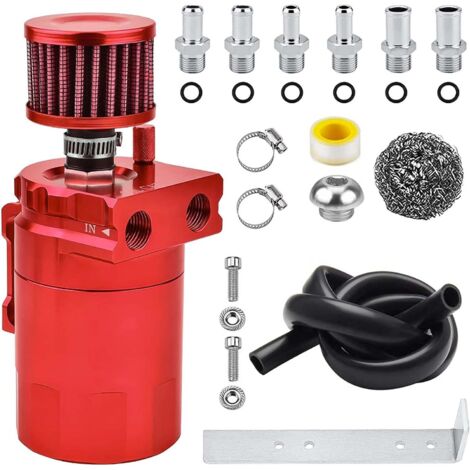 Depósito de combustible con filtro de aire y bola de limpieza, depósito de combustible universal de aluminio de 300 ml, kit de depósito de combustible para coche, rojo