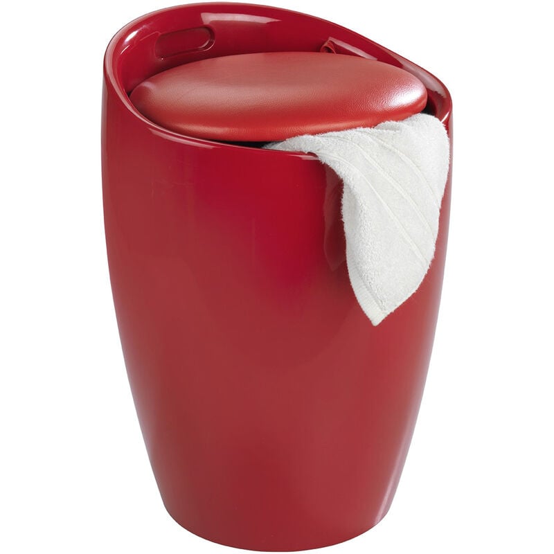 

WENKO Depósito para la ropa y taburete para el baño Candy rojo 20 L