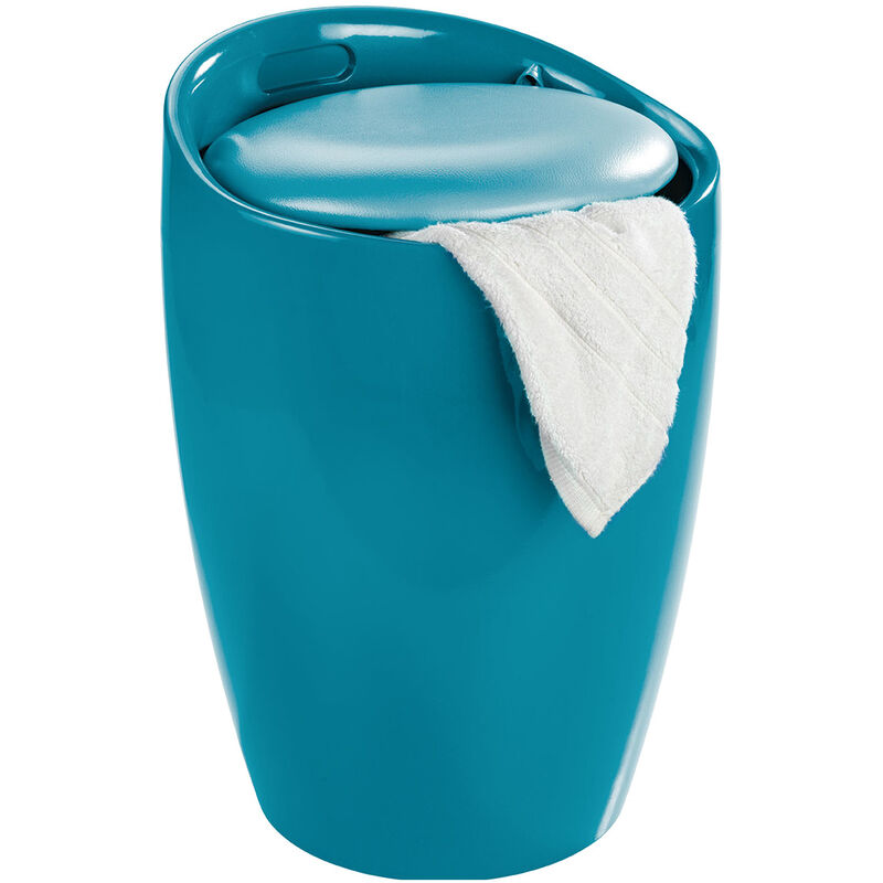 

WENKO Depósito para la ropa y taburete para el baño petróleo 20 L