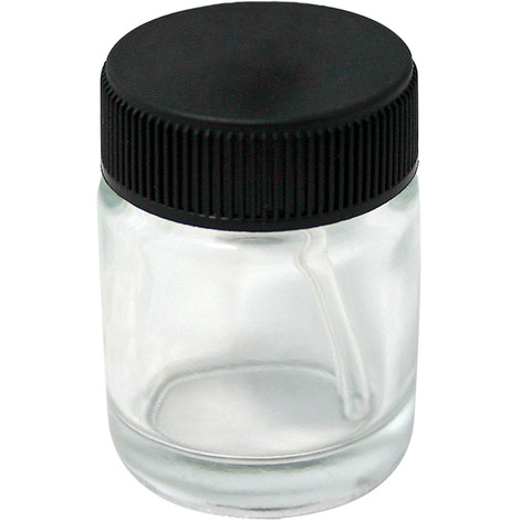 Recipiente depósito de cristal para pintura capacidad 22 ml con tapa para aerógrafo Tipo 128