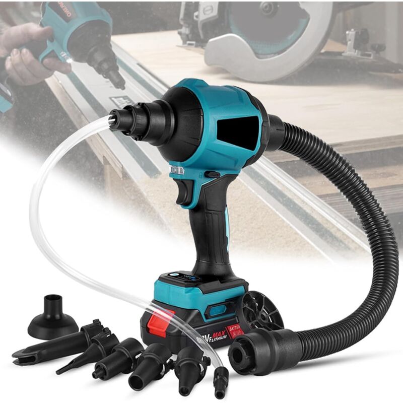 Dépoussiéreur d'air électrique 1000 W, gonfleur sans Fil sans balais, souffleur de Feuilles avec 2 Batteries et 1 Chargeur, Machine à dépoussiérer à