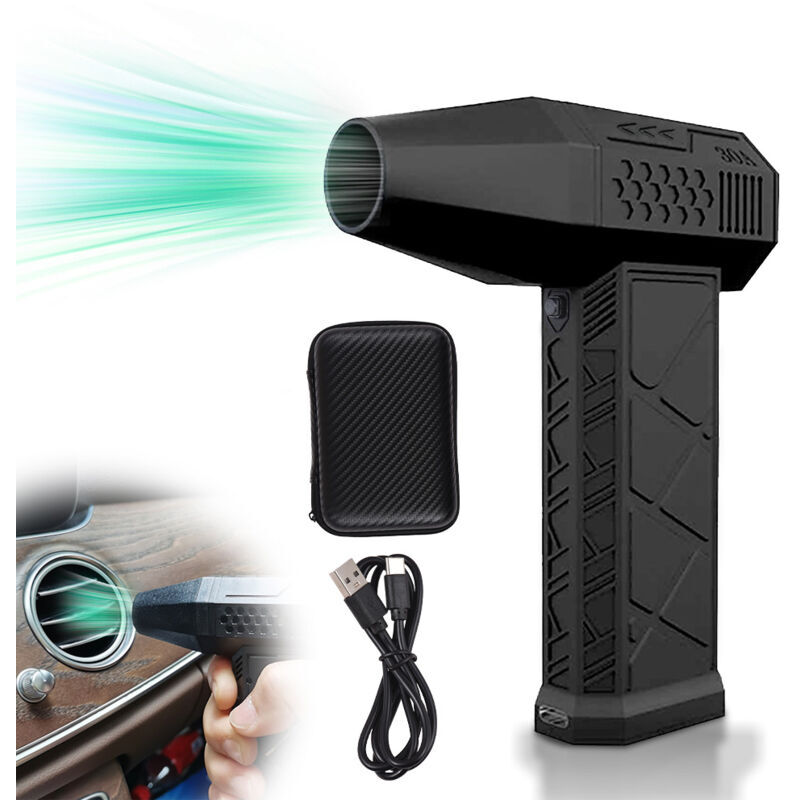 Dépoussiéreur électrique à air comprimé 130 000 tr/min, ventilateur turbo à vitesse réglable, batterie rechargeable intégrée 2 x 1 300 mAh, souffleur