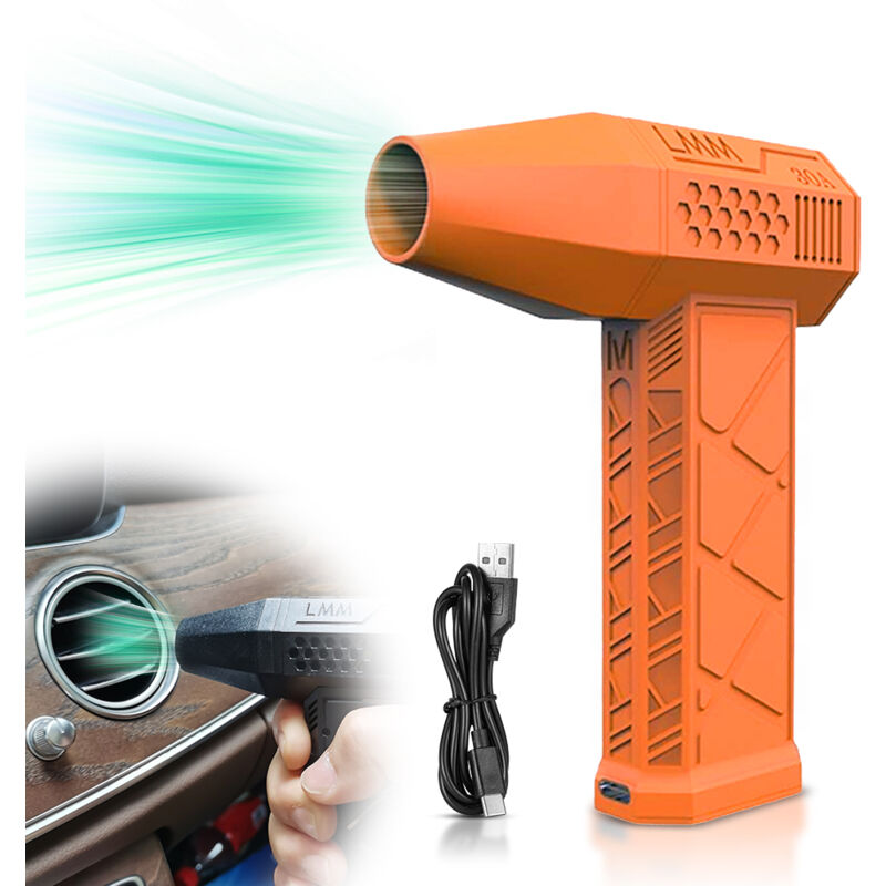 Lifcausal - Dépoussiéreur électrique à air comprimé 130 000 tr/min, ventilateur turbo à vitesse réglable, batterie rechargeable intégrée 2 x 1 300