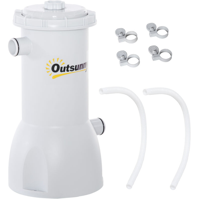 Outsunny - Depuradora De Filtro 4.000 L/H Para Piscina De 15.000 L Con Nano Bolas De Filtro Y Mangueras De Conexión De 30 Mm Longitud 100 Cm Ø21X35 Cm