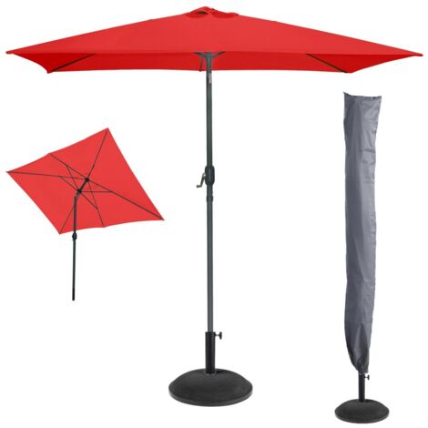 Der unverzichtbare Sommer: Roter neigbarer Sonnenschirm + UV-Schutzhülle + Zementständer 25Kg