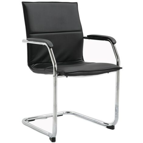 main image of "Derba Black Leather Cantilever Office Or Home Chair Chrome Frame"