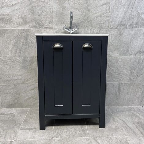 Derby 600mm Indigo Blue Bathroom Storage Vanity Sink Basin Unit + Optional Tap, No Tap