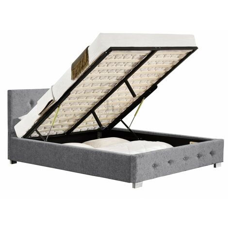 Derby Chenille Silver Ottoman Double Bed
