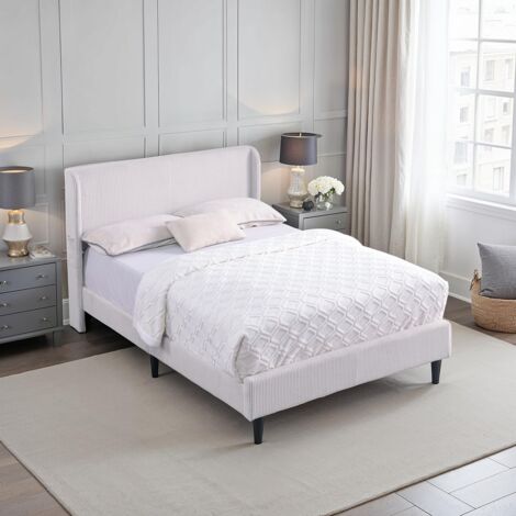 DEREHAM IVORY CORD FABRIC WINGED KING BED FRAME
