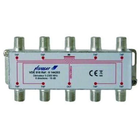 Dérivateur 8 sorties - VDE - 818 - 5-2300 MHz - Pertes 18 dB - Impédance 75 Ohm