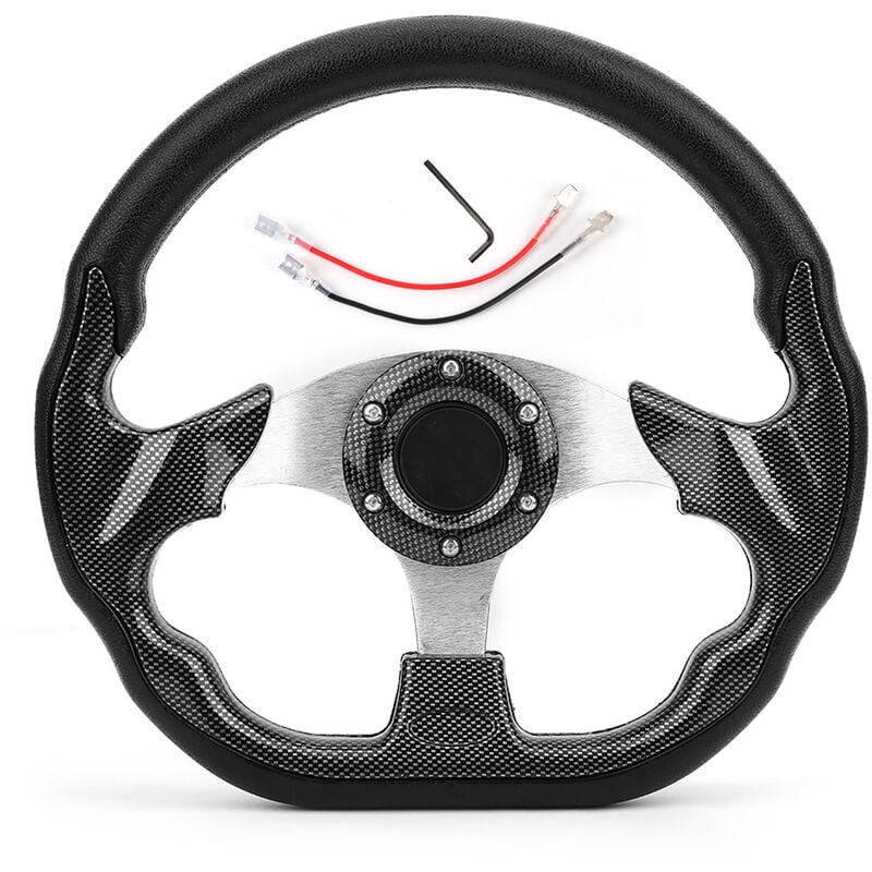 Jeffergarden - Volant de voiture universel en Fiber de carbone, 320MM, dérive de course avec bouton de klaxon