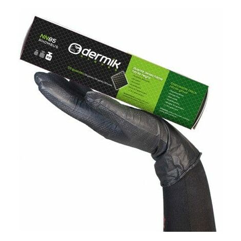 Dermik NN85 - Guantes Nitrilo Negros Sin Polvo, Acabado Diamante Negro10 XL10 XL Negro EN 374-1