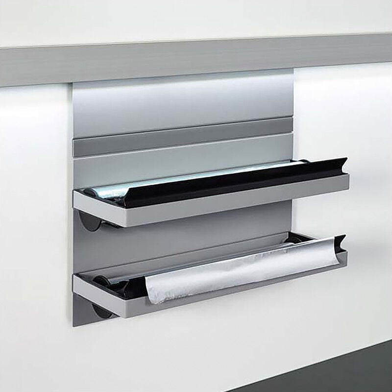 Dérouleur double pour crédence de cuisine - mosaiq - Décor : Gris titane - Largeur : 350 mm - Profondeur : 110 mm - Hauteur : 300 mm - Matériau :