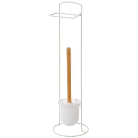 Dérouleur papier toilette et brosse WC métal blanc