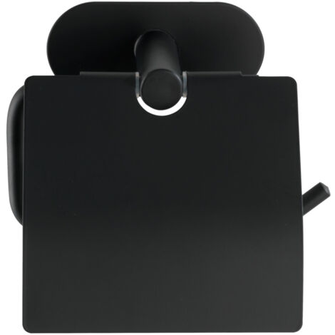 Dérouleur papier WC avec couvercle Orea Black WENKO, Fixation murale rapide et sans perçage, Acier inox vernis haut de gamme, 14 x 12,5 x 7 cm, Argent