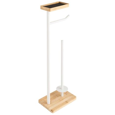 Dérouleur papier WC blanc avec réserve et porte téléphone