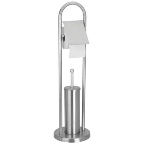 Dérouleur papier WC + brosse WC sur pied acier inoxydable mat