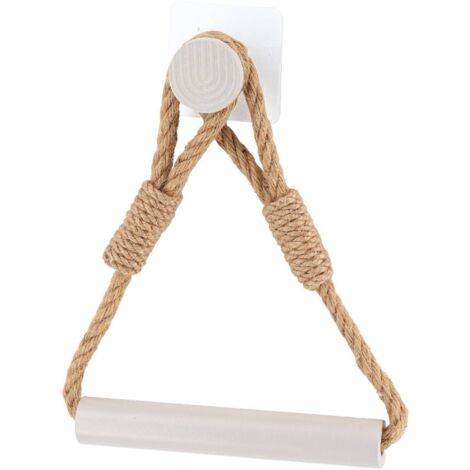 Derouleur papier wc corde et bambou sur sticker - naturel/grege - Tendance