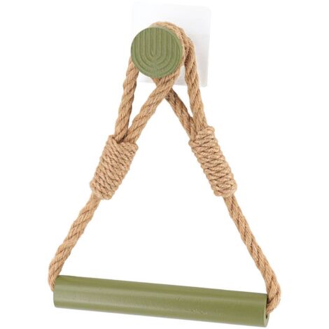 Derouleur papier wc corde et bambou sur sticker - naturel/vert olive - Tendance