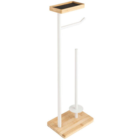 Dérouleur Papier WC en Bambou "Filano" 65cm Blanc & Naturel