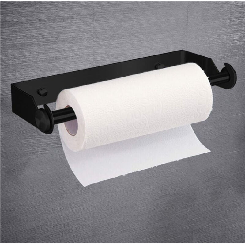 Dérouleur Porte Essuie Tout Murale 27cm Support pour Porte Papier de Cuisine en Acier Inox Porte Sopalin pour Toilette Noir