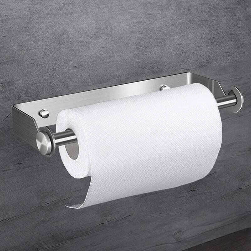 Dérouleur Porte Essuie Tout Murale 33cm Argent Support pour Porte Papier de Cuisine en Acier Inox Porte Sopalin pour Toilette