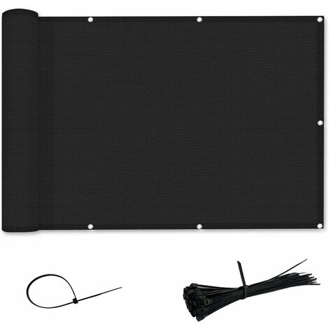 Derrui Brise-Vue et Pare-Soleil pour Balcon HDPE- Résistant aux UV,aux déchirures/Rayures de Couture (0.9x3m, Noir)