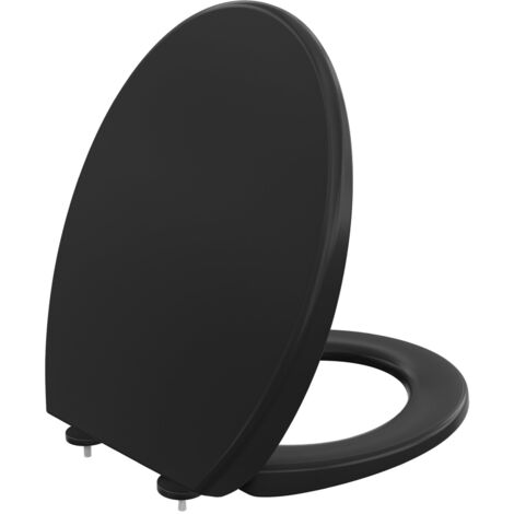 DERW max Schwarzer O-förmiger Toilettensitz, Toilettensitz mit Einzelknopf, doppelschichtig und dick, Toilettensitz aus Harnstoff-Formaldehydharz