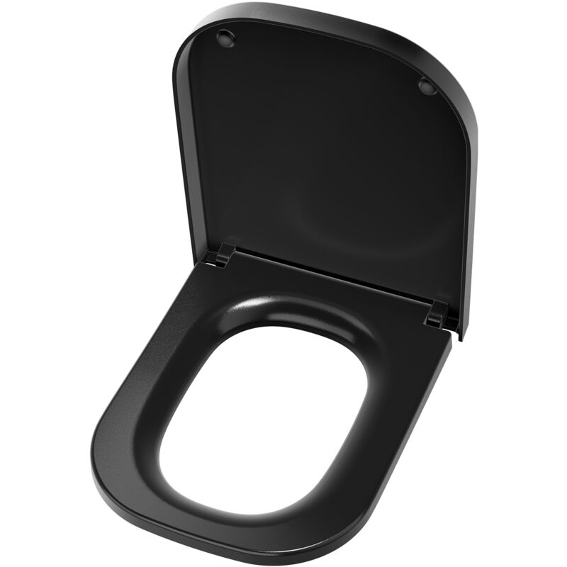 Cecipa Max - derw max Siège de Toilette Carré Court, Noir Siège de Toilette à Double Bouton, Siège de toilette en urée-formaldéhyde Abattant wc Frein