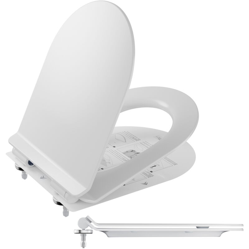 Cecipa Max - derw max Siège de Toilette Ultra-mince en Forme de d, Siège de Toilette en Urée-formaldéhyde, Abattant wc Frein de Chute, Blanc