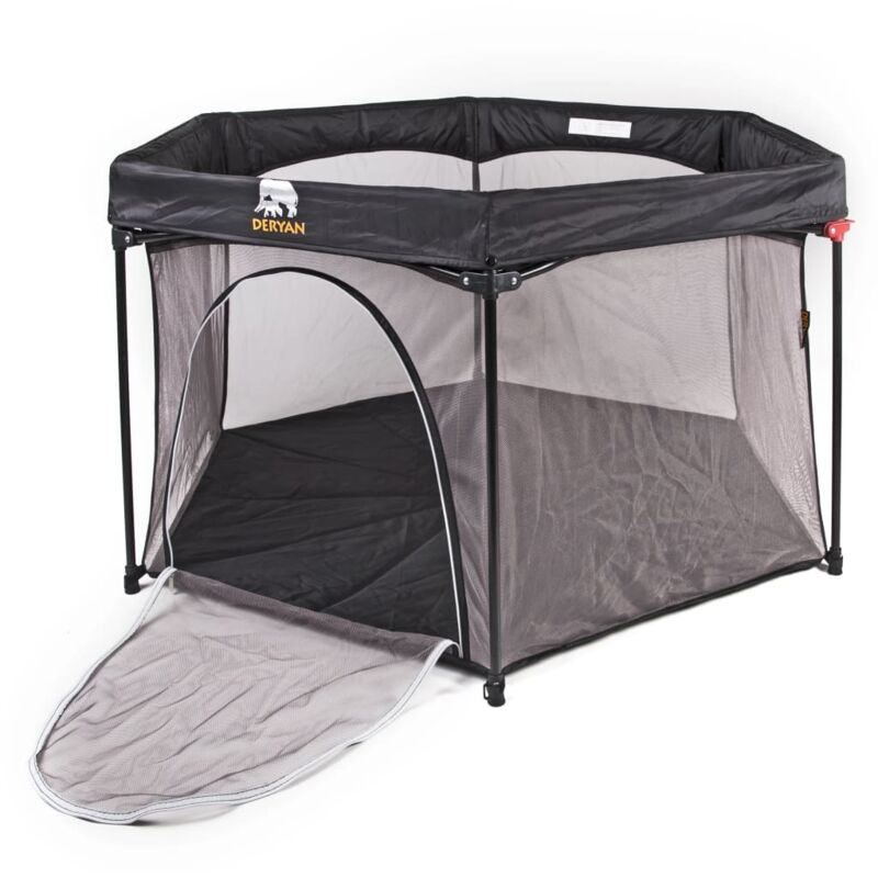 

DERYAN Parque cuna portátil 135x135x75 cm negro - Negro