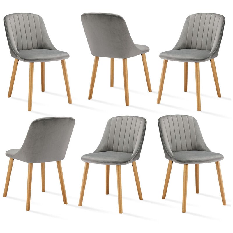 Goeurvant - Chaises de salle à manger modernes avec coussin d'assise épais, dossier ergonomique et pieds en bois, Style et confort réunis - Lot de 6