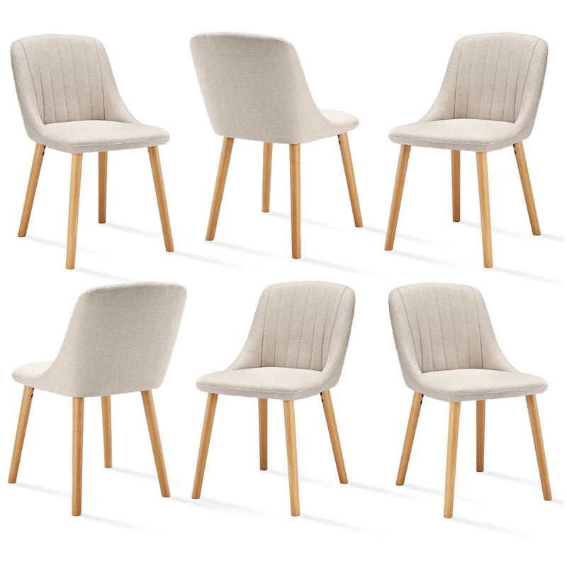 Goeurvant - Chaises de salle à manger modernes avec coussin d'assise épais, dossier ergonomique et pieds en bois, Style et confort réunis - Lot de 6