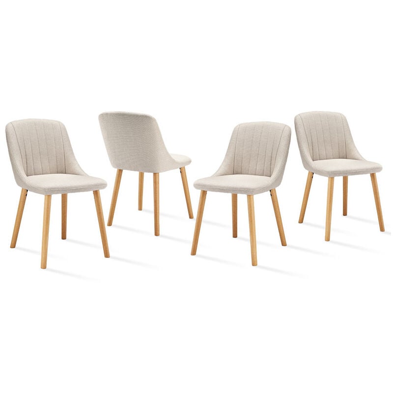 Goeurvant - Chaises de salle à manger modernes avec coussin d'assise épais, dossier ergonomique et pieds en bois, Style et confort réunis - Lot de 4