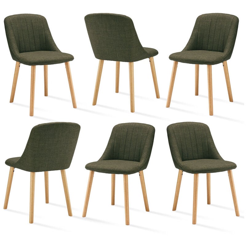 Goeurvant - Chaises de salle à manger modernes avec coussin d'assise épais, dossier ergonomique et pieds en bois, Style et confort réunis - Lot de 6
