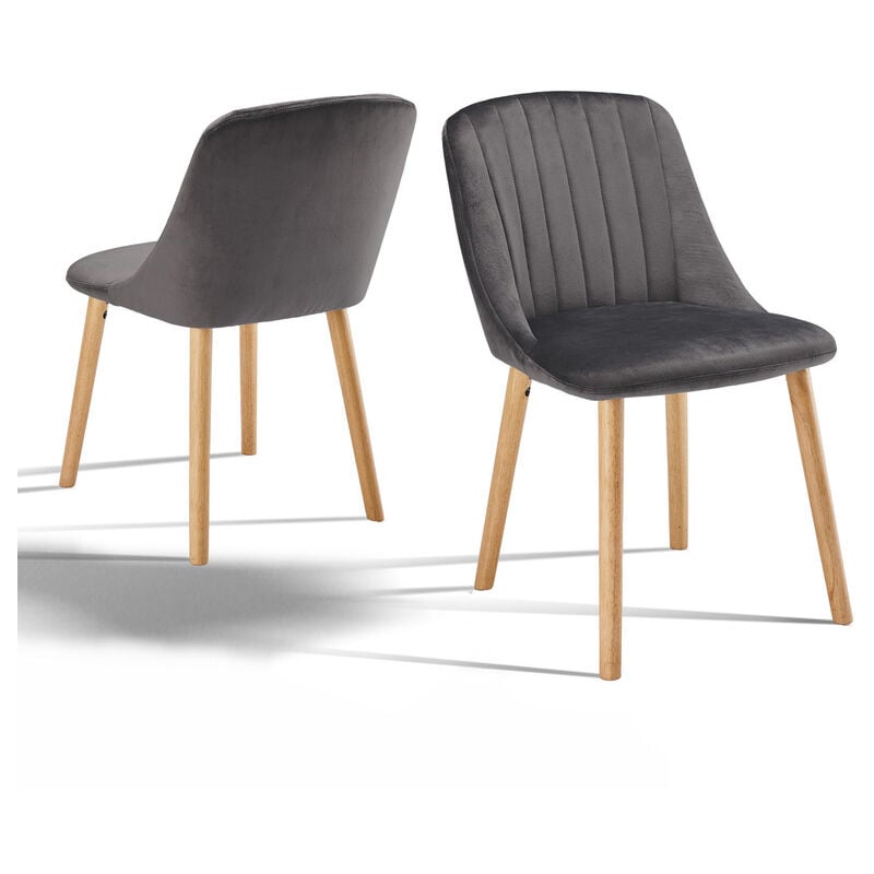 Goeurvant - Chaises de salle à manger modernes avec coussin d'assise épais, dossier ergonomique et pieds en bois, Style et confort réunis - Lot de 2