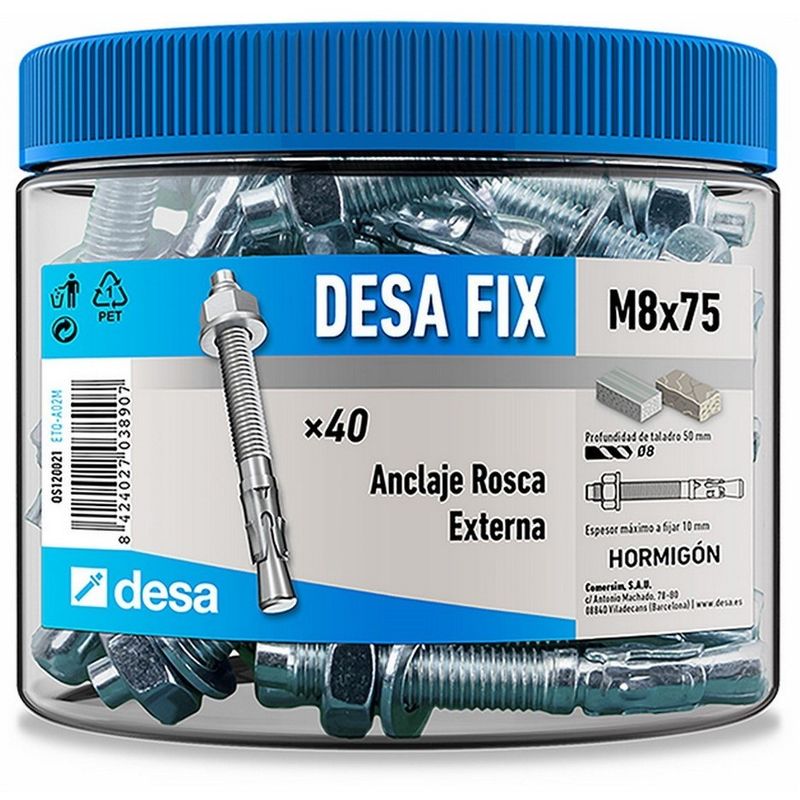 

QP120381 - Blister fix m8 x 75 - 40 uds - Desa