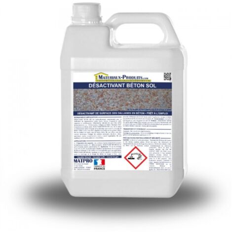 Matpro – Désactivant béton sol 2.2 Kg – Incolore pour dallages et terrasses – Application par pulvérisation – Finition antidérapante
