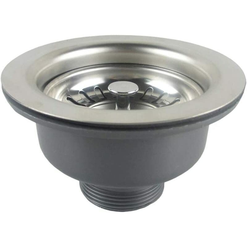 

Desagüe del fregadero sin rebosadero, cesta de acero inoxidable, diámetro 114 mm acero inoxidable + ABS, cesta